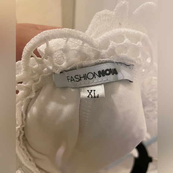 Fashion Nova White off Shoulder Bodycon Dress - Picture 3 of 3